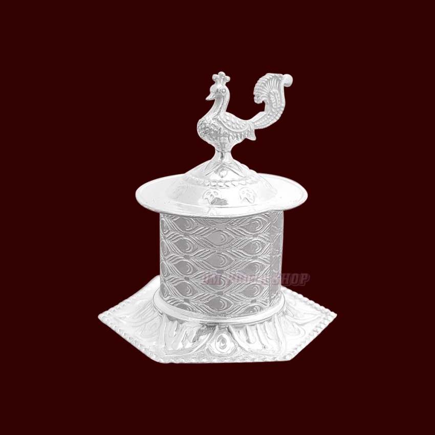 Peacock Kumkum Container in Pure Silver